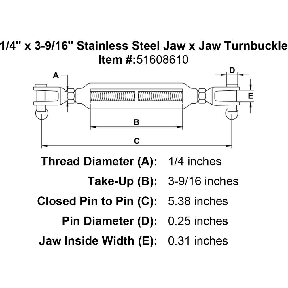 Stainless Steel Jaw x Jaw Turnbuckle - Cheap Fitting