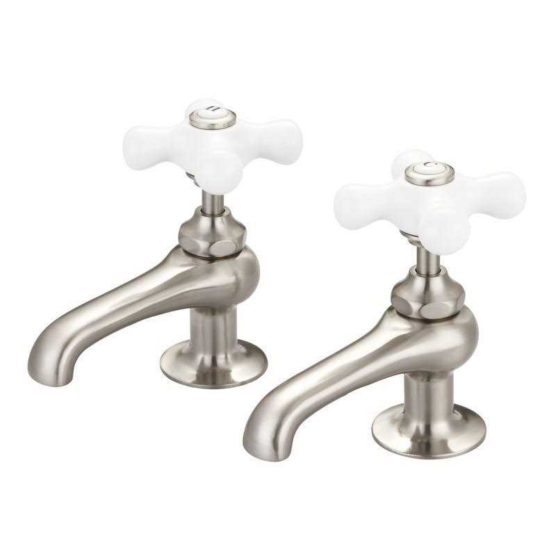 Water-Creation F1-0003-PX Vintage Classic Basin Cocks Lavatory Faucets With Porcelain Cross Handles, Hot And Cold Labels Included F1-0003-01-PX - Cheap Fitting