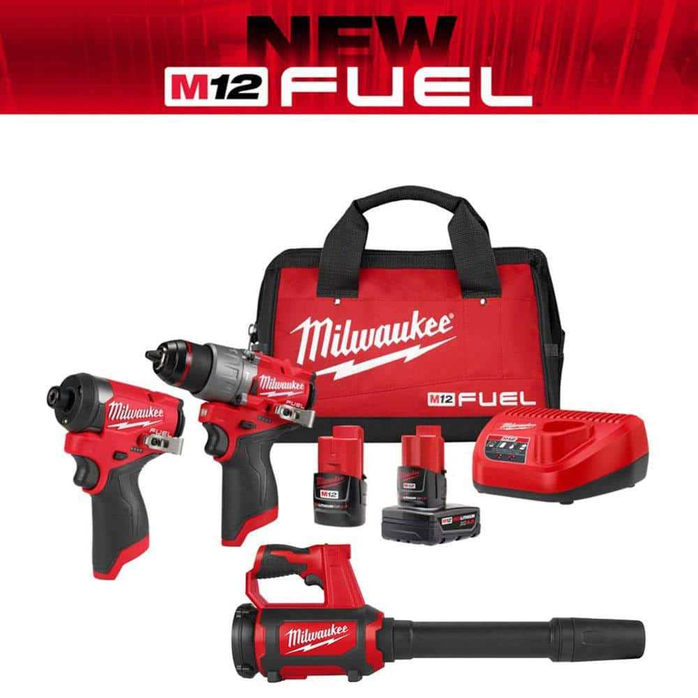 Milwaukee M12 FUEL 12-Volt Lithium-Ion Brushless Cordless Hammer Drill and Impact Driver Combo Kit with Compact - Cheap Fitting