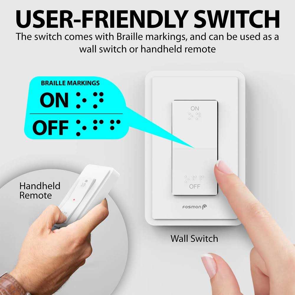 Fosmon Wireless Outlet Plug with Wall Switch & Braille On and Off Mark-White - Cheap Fitting