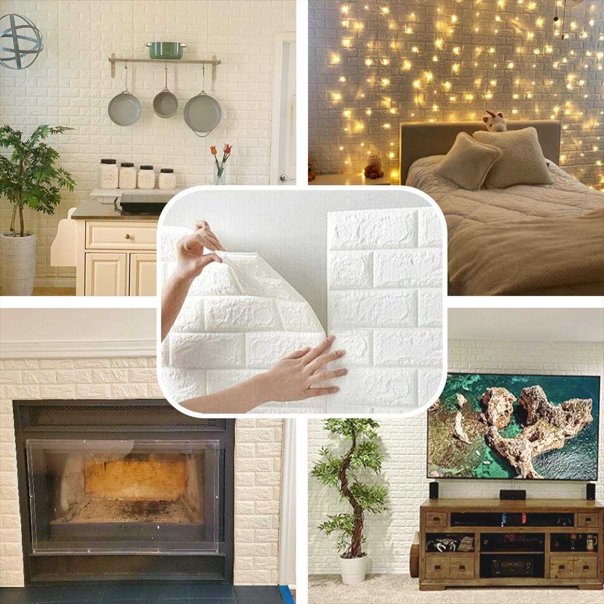 Circloophs 3d Wall Panels Peel and Stick, White Brick Printable Faux Paneling Self Adhesive Waterproof 3d Wallpaper Stick and Peel - Cheap Fitting