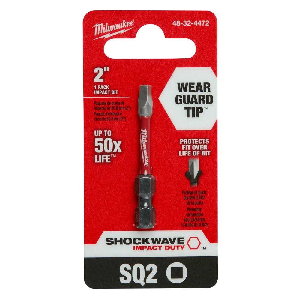Milwaukee 48-32-4472 #2 Square Recess Shockwave 2 in. Power Bit - Cheap Fitting