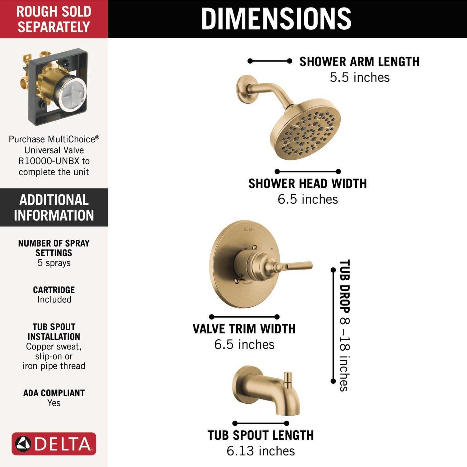 Delta Saylor Monitor 14 Series Tub & Shower Trim - Cheap Fitting