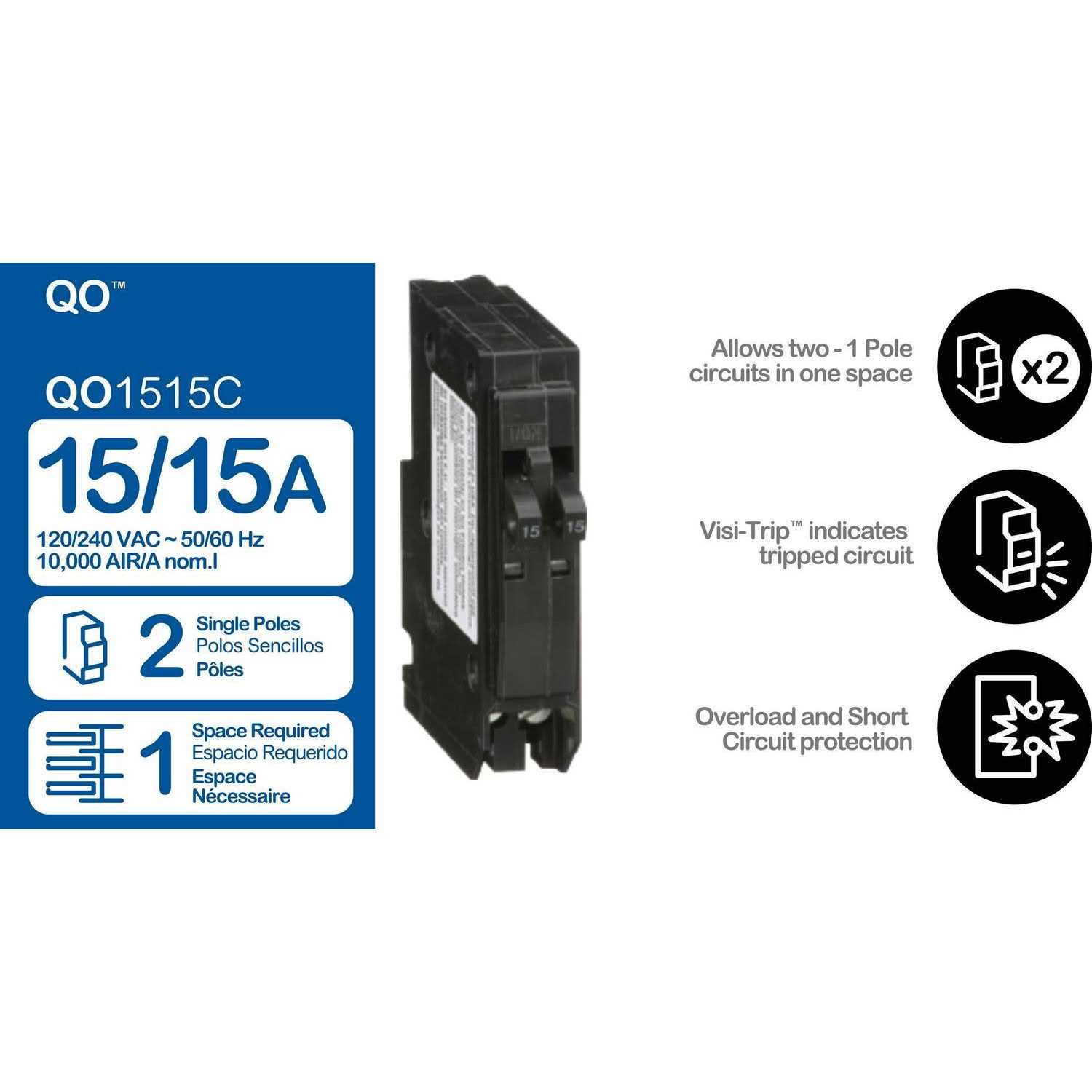 Square D QO 15-Amp 1-Pole Tandem Circuit Breaker - Cheap Fitting