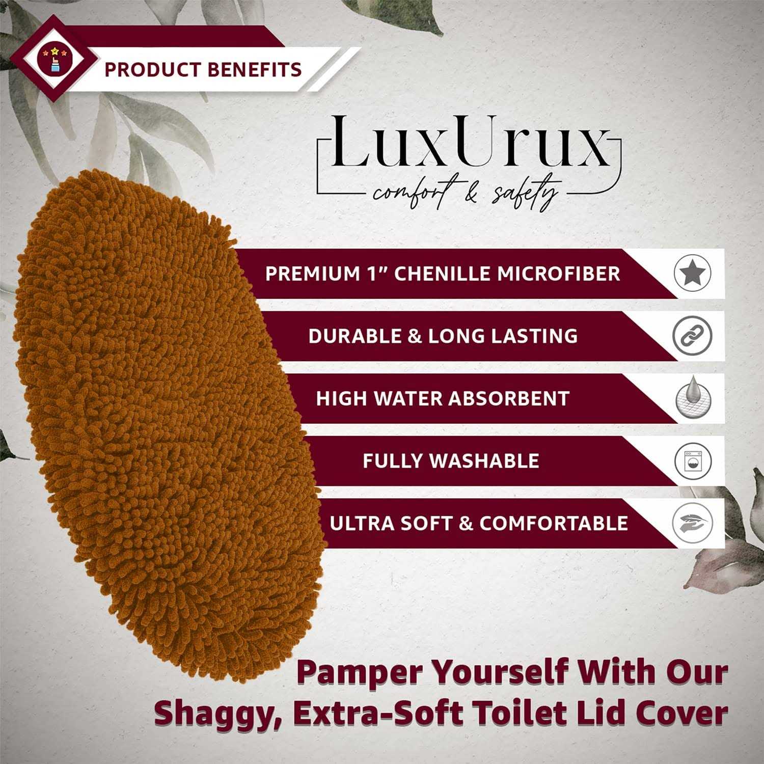 Luxurux Toilet Lid Cover Extra-Soft Plush Seat Washable Shaggy Microfiber Standard Toilet Lid Covers for Bathroom Machine Wash & Dry - Cheap Fitting