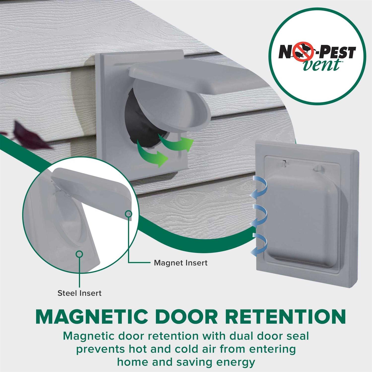 NO-PEST Vent Dual Door Dryer Vent Cover Outdoor 4 inch Made in USA - Cheap Fitting