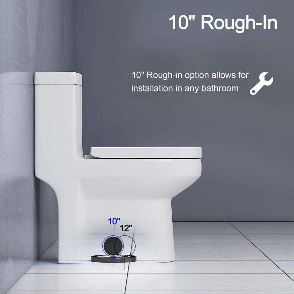 HOROW 10 in. Rough-in 1-piece 0.8/1.28 GPF Dual Flush Round Toilet HWMT-8733-10 - Cheap Fitting