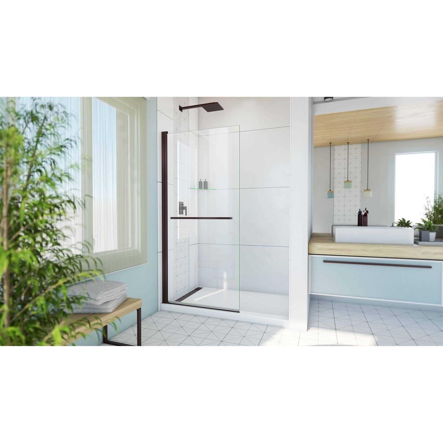 DreamLine Aqua-Q Swing 33 1/2 in. W x 72 in. H Frameless Shower Door SD-373472Q-09 - Cheap Fitting