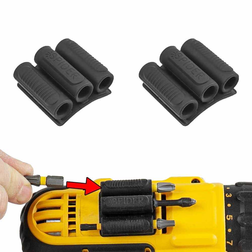 Spider Tool Holster BitGripper v2 Pack of Four Carry up to six Driver bits on The Side of Your power Drill or driver! - Cheap Fitting