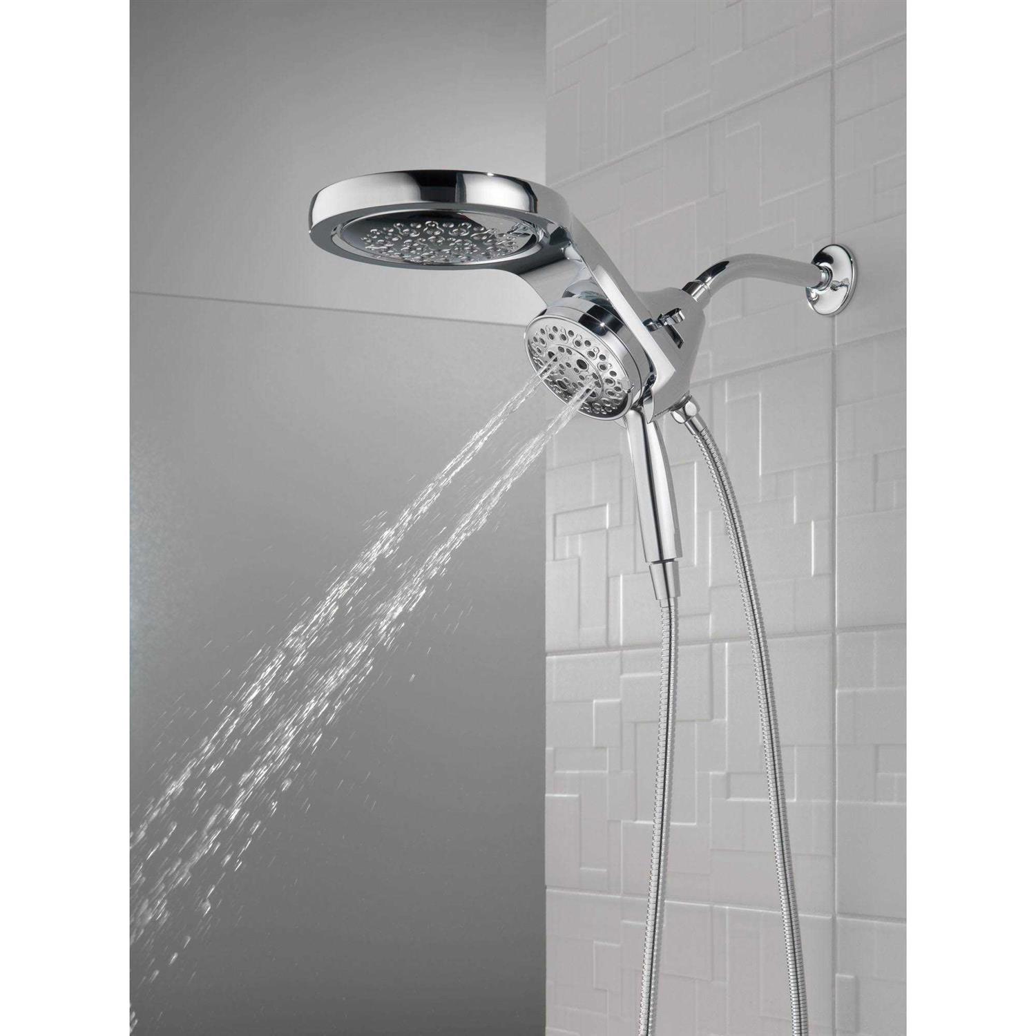 Delta Universal Showering HydroRain H2Okinetic 5-Setting Two-in-One Shower Head - Cheap Fitting