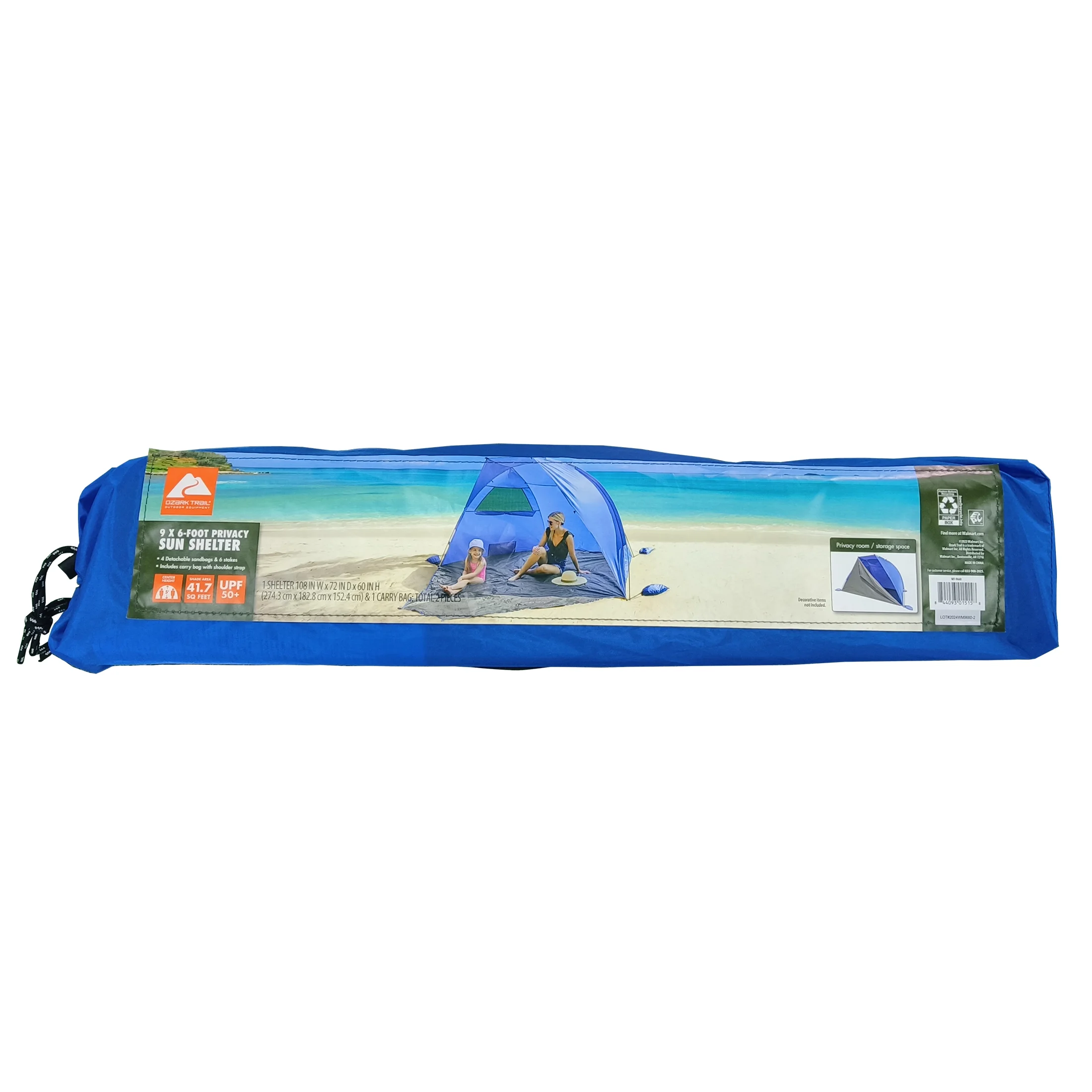 Ozark Trail 9 Ft. x 6 Ft. Privacy Sun Shelter For Beach And Park, 5.9 lbs., Blue - Cheap Fitting