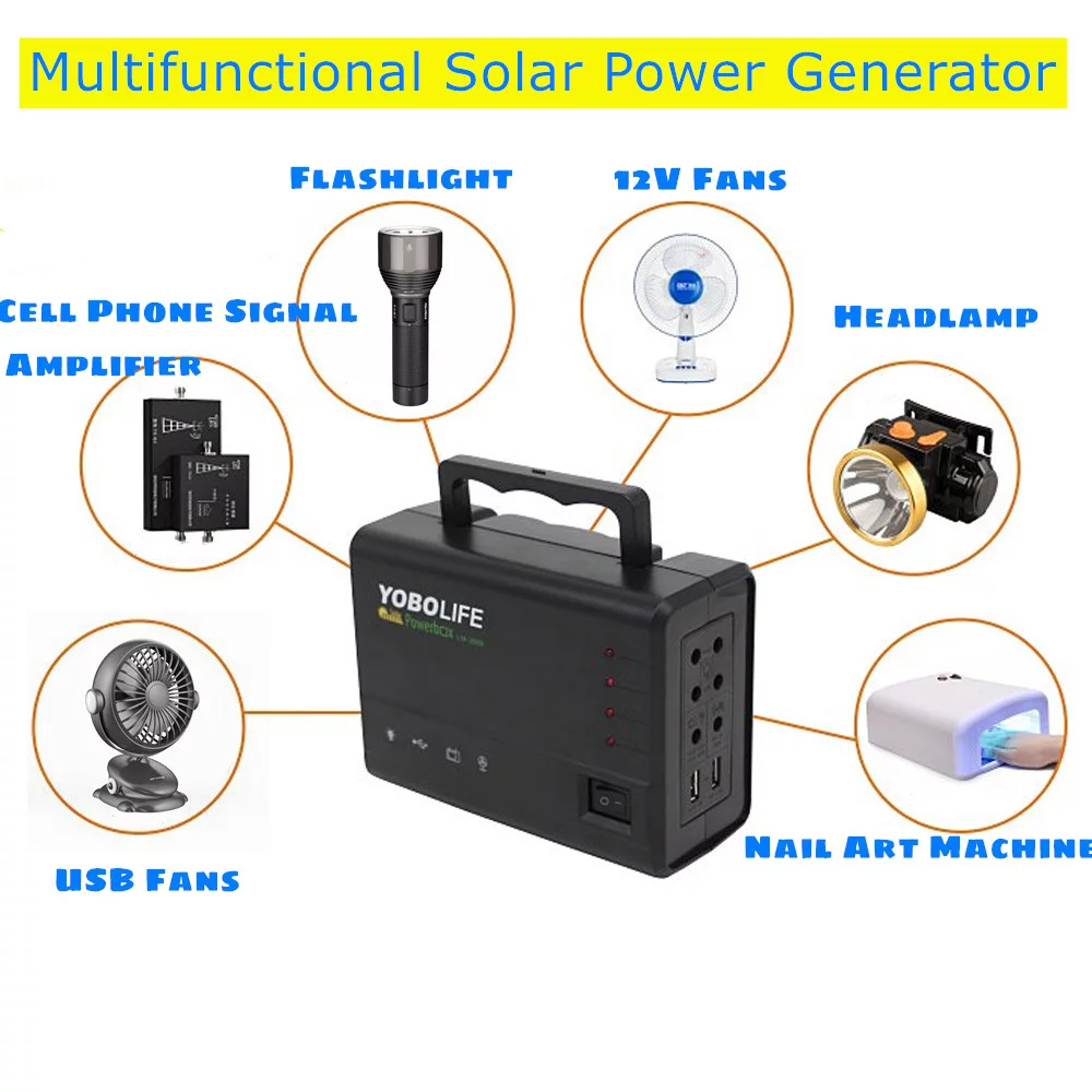 Portable Solar Power Generator Kit, Power Station with Solar Panel with 4 LED Lights for Outdoor Camping - Cheap Fitting
