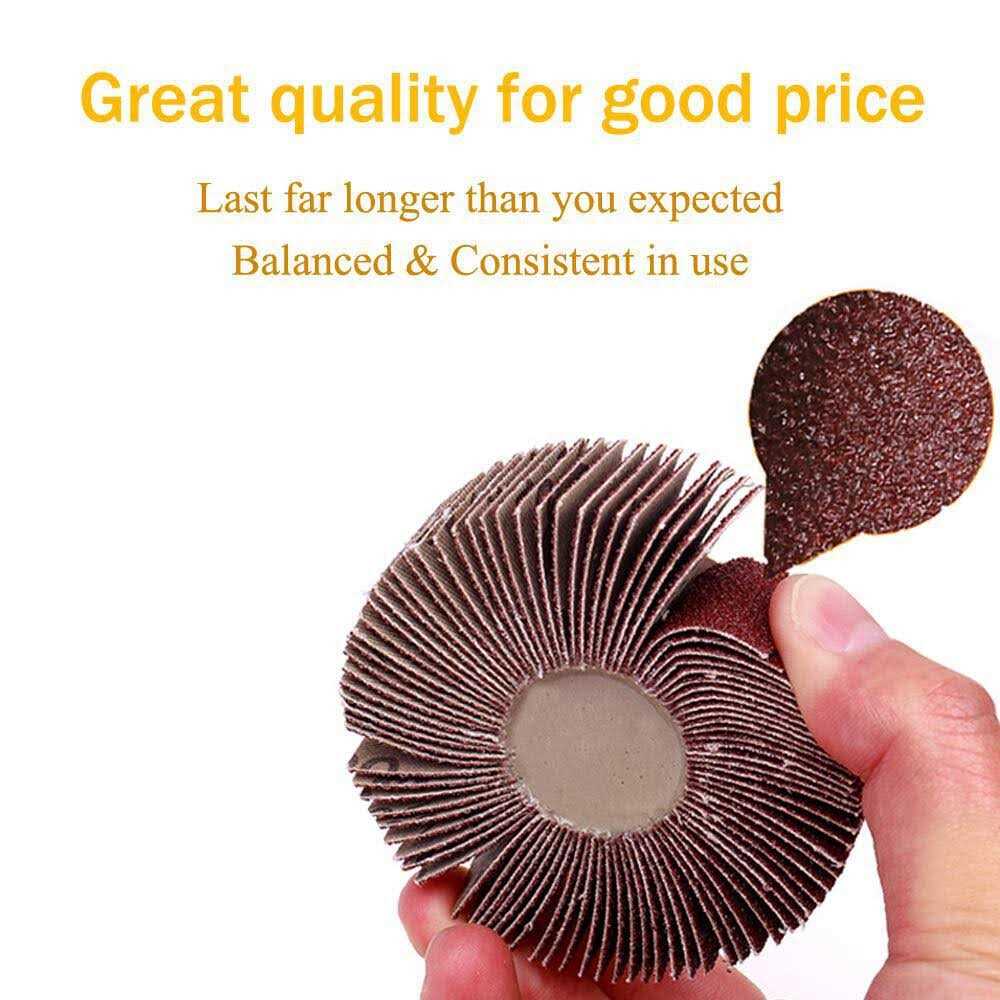40 Pack 1/4 Abrasive Flap Wheel Sander Set Rocaris 80 Grit Aluminum Oxide Flap Wheels Cylindrical Shape Sanding Wheel - Cheap Fitting