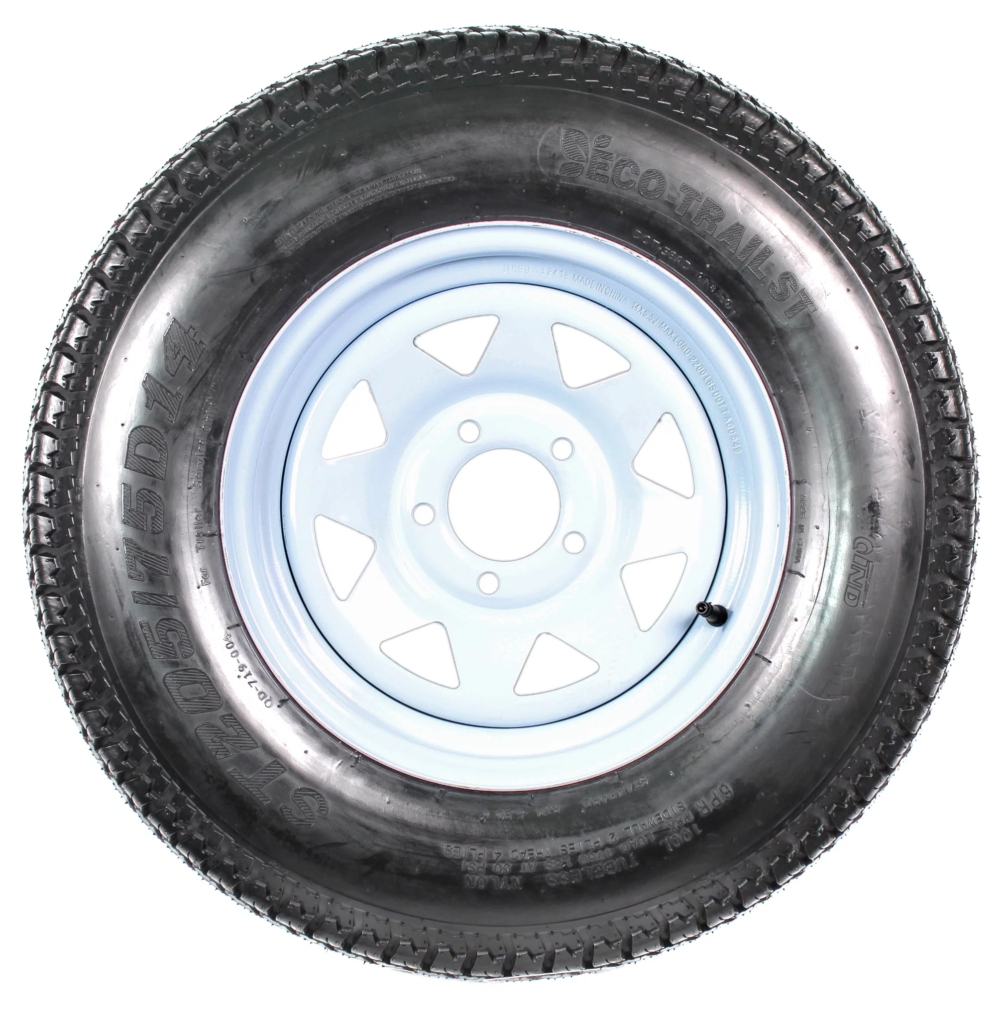 2-Pk Trailer Tire On Rim ST205/75D14 205/75 14 in. LRC 5 Hole White Spoke Wheel - Cheap Fitting