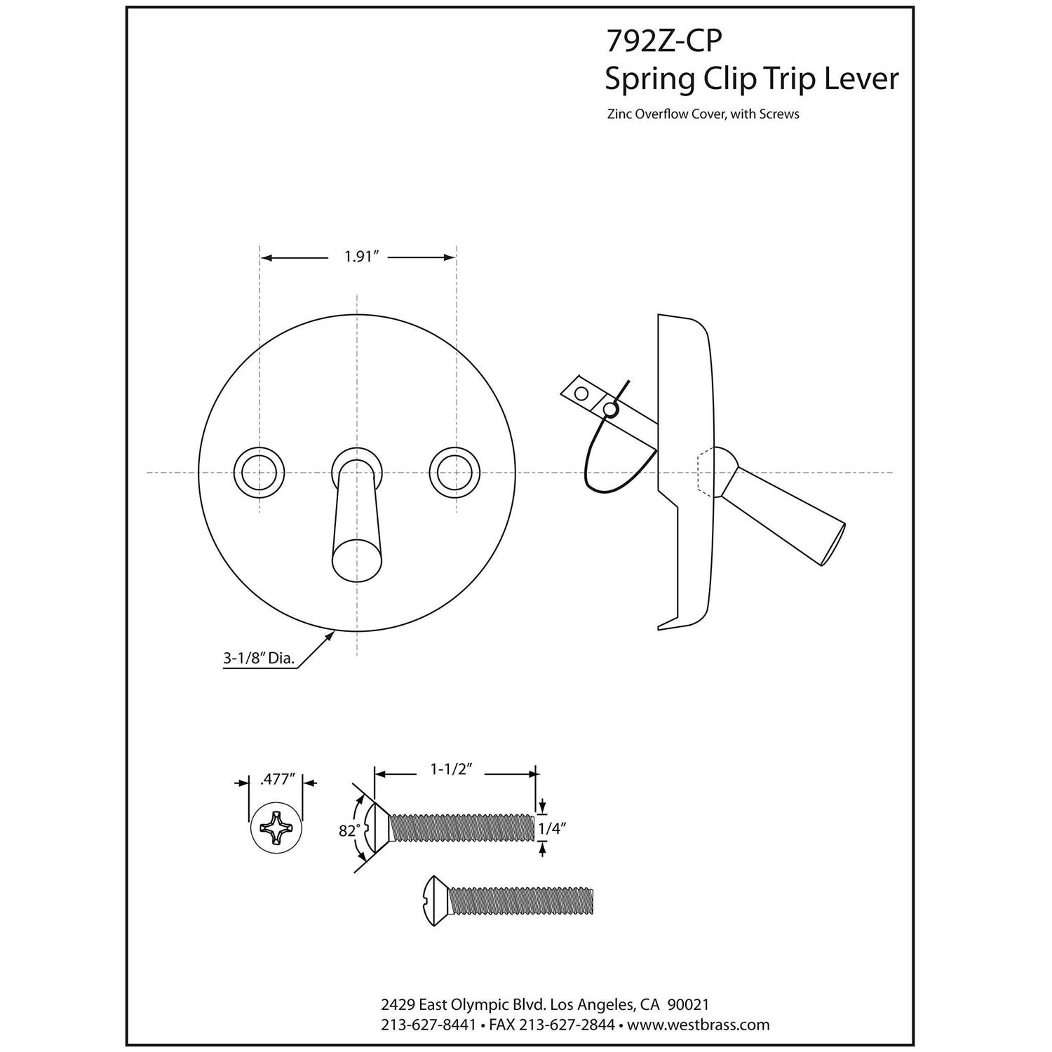 Westbrass 792z-cp Trip Lever Overflow Faceplate - Cheap Fitting