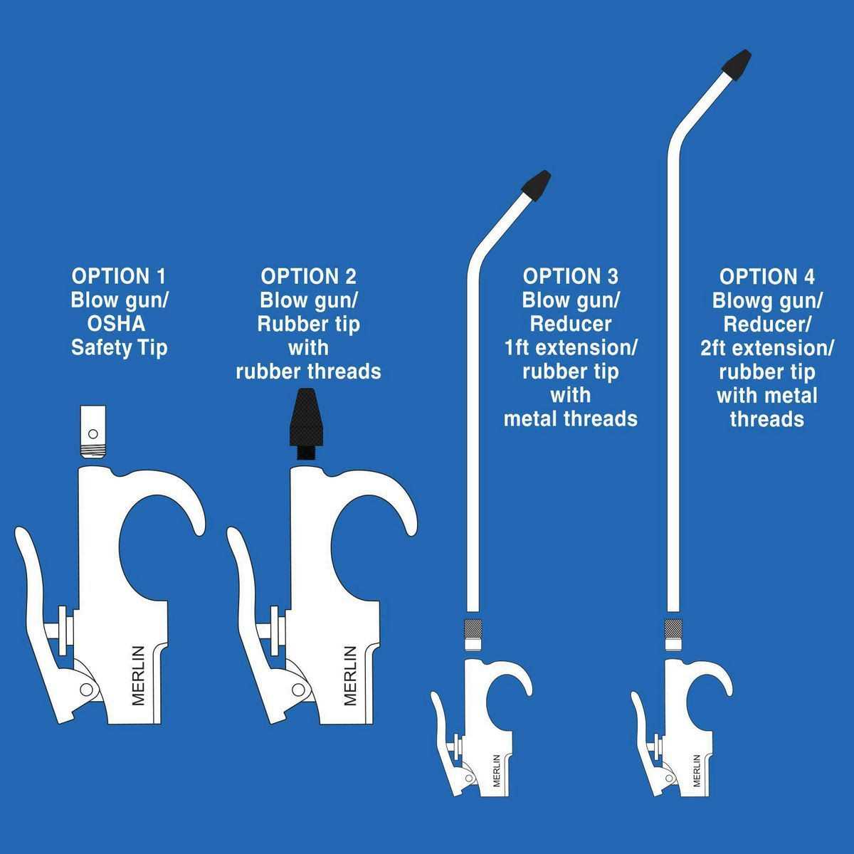 Merlin Air Blow Gun with Extensions - Cheap Fitting