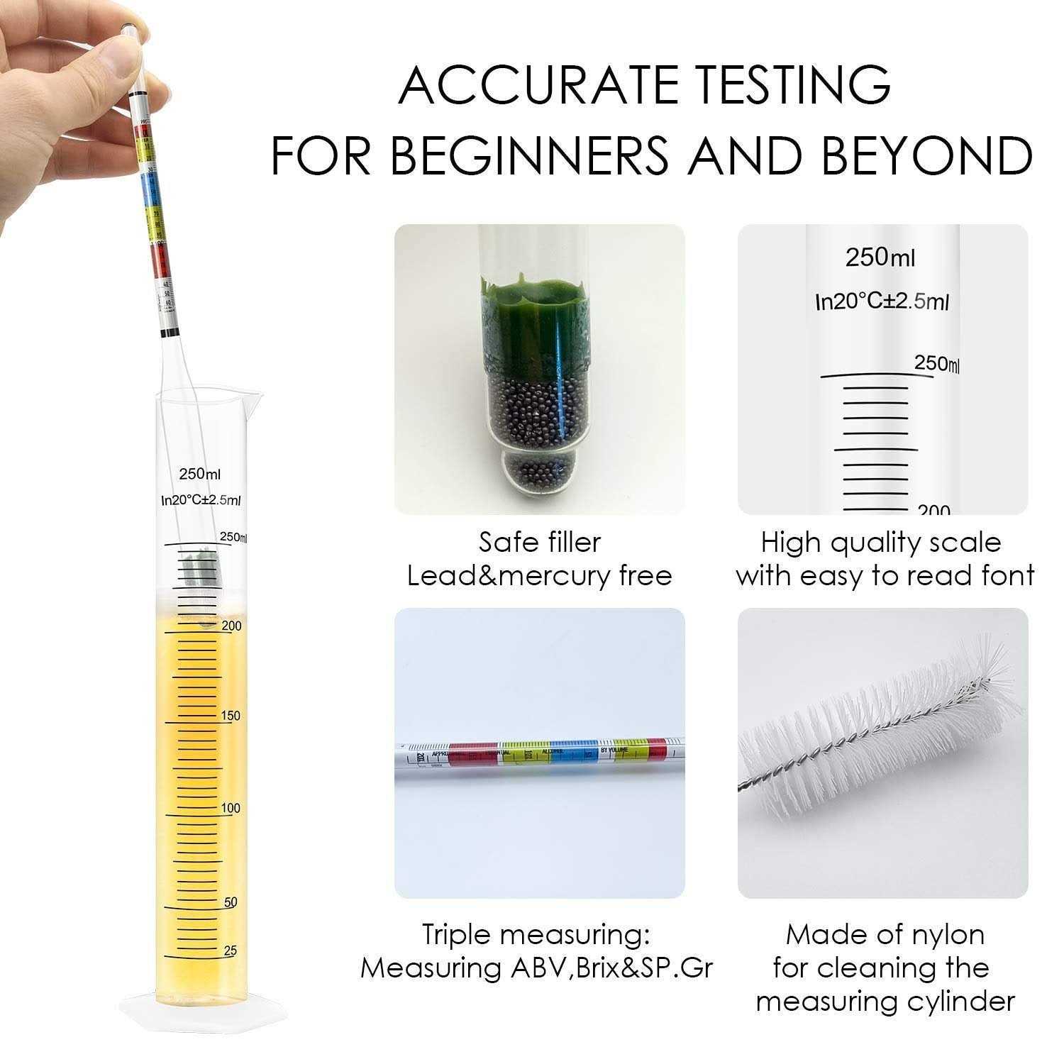 AYIGU Hydrometer and Test Jar for Wine, Beer and Kombucha - Cheap Fitting