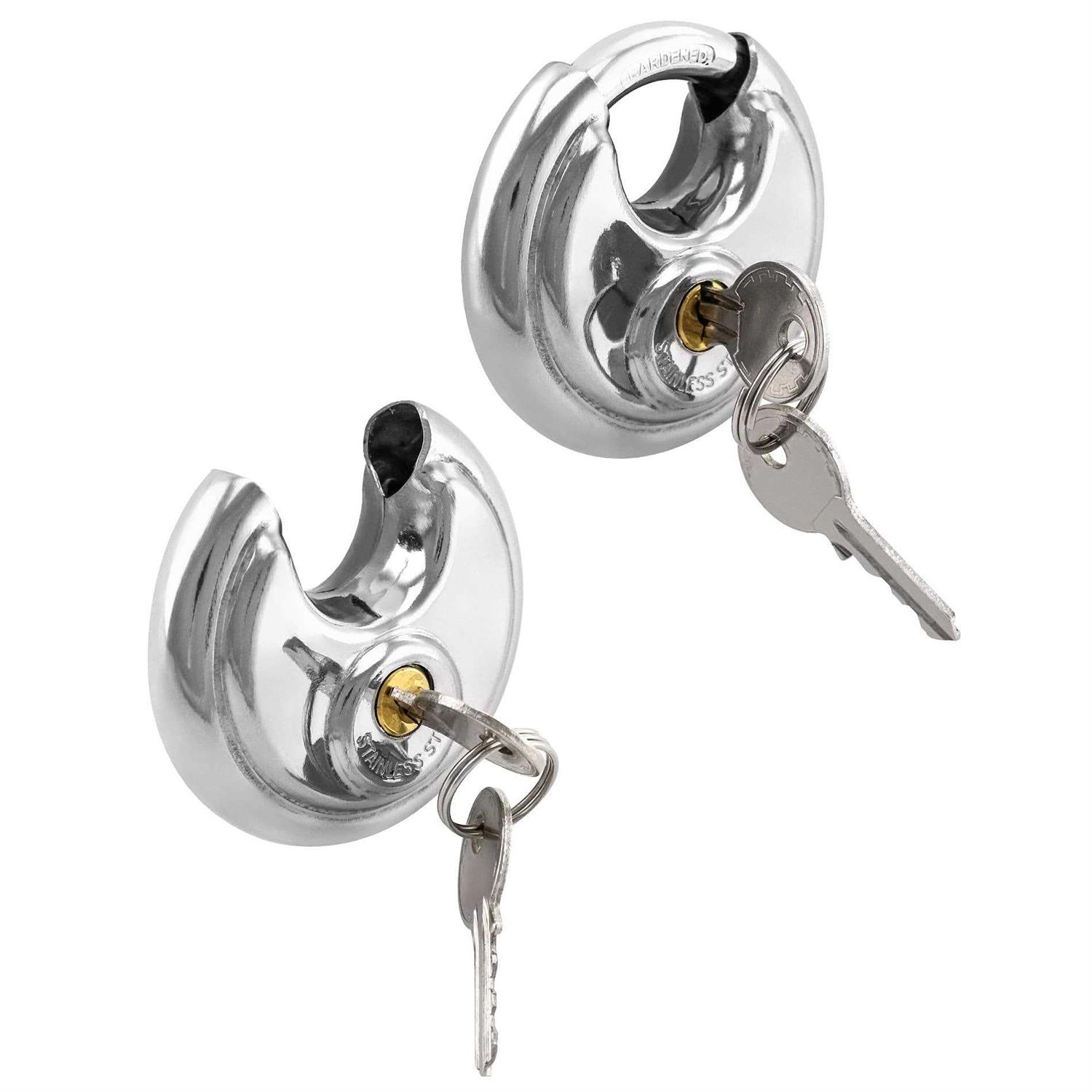 QWORK Disc Locks 1 Pack Heavy Duty Steel Keyed Padlock Disc Storage Locks for Storage Unit - Cheap Fitting