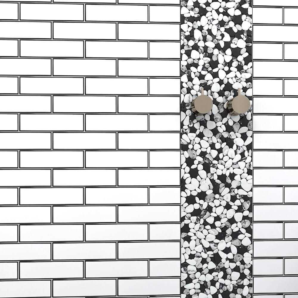 Elida Ceramica Black Tie 12-in x 12-in Carrara-look Recycled Glass Pebble Marble look Floor and Wall Tile LW2007002 - Cheap Fitting