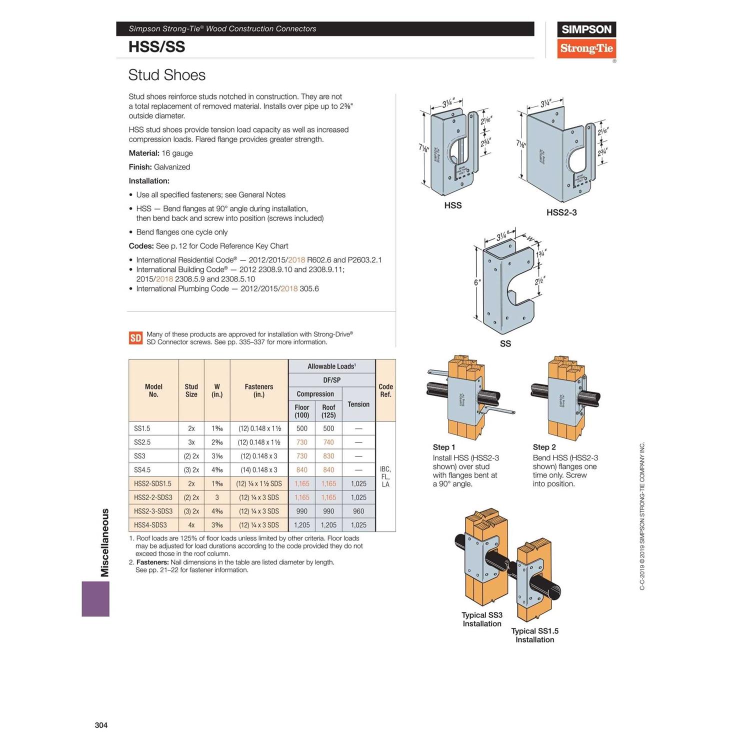 Simpson Strong-Tie HSS2-2-SDS3 Stud Shoe with Screws - Cheap Fitting