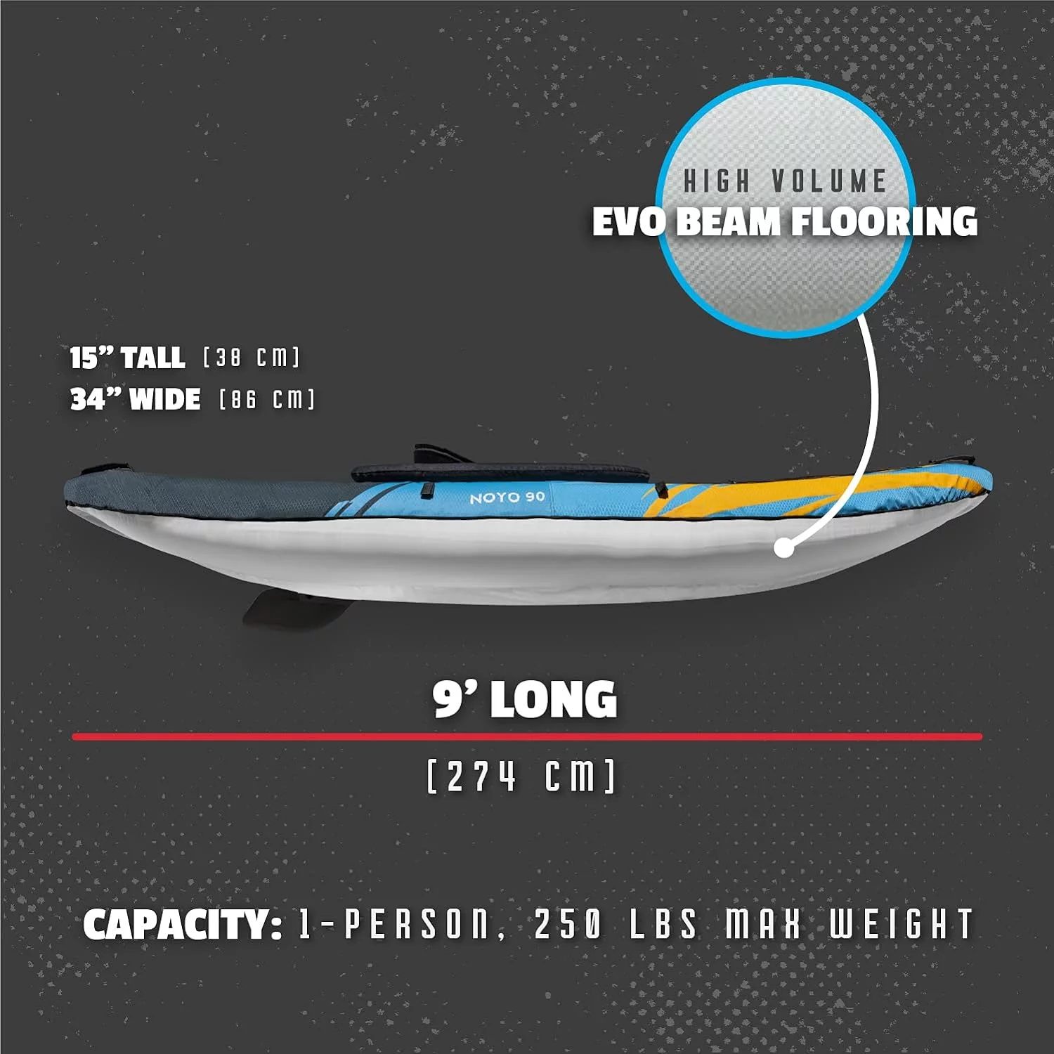 Open Box Aquaglide Noyo 90 Inflatable Kayak 1 Person Touring Kayak with Cover - NOYO90 - Cheap Fitting