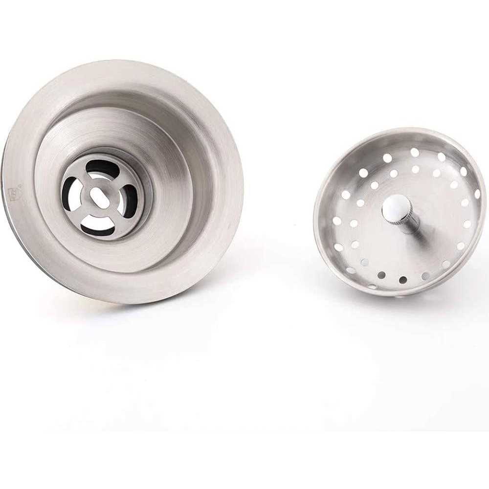 KONE 3-1/2 Inch Kitchen Sink Drain Assembly with Strainer Basket/Drain Stopper, all Stainless Steel Sink Drain Kit Durable and R - Cheap Fitting