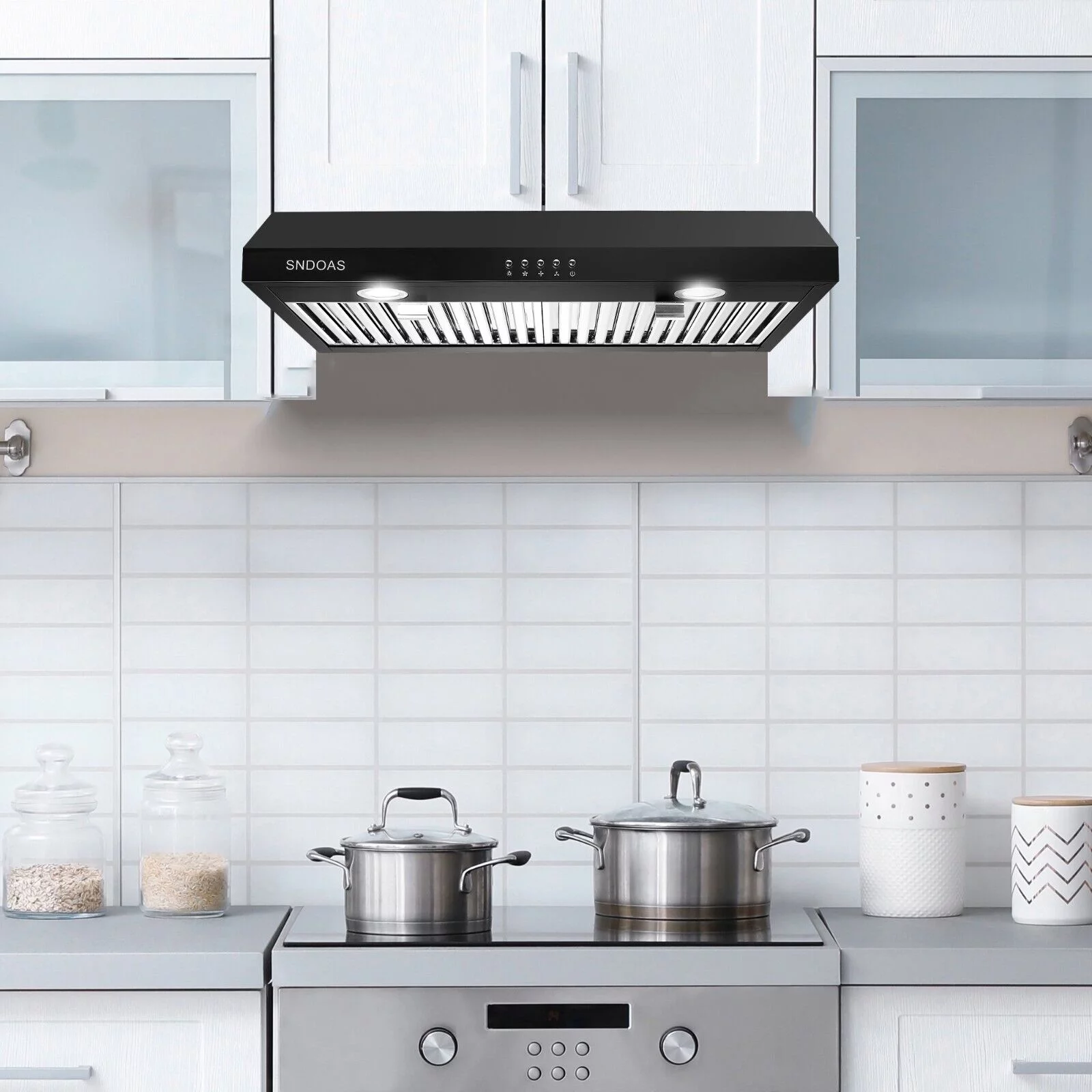 Range Hood 30 inch Under Cabinet,Black Stainless Steel Range Hood with 500 CFM,Ductless Range Hood Black,Kitchen Vent Hood 30 inch with 3 Way Venting,Baffle Filters,LED Light - Cheap Fitting