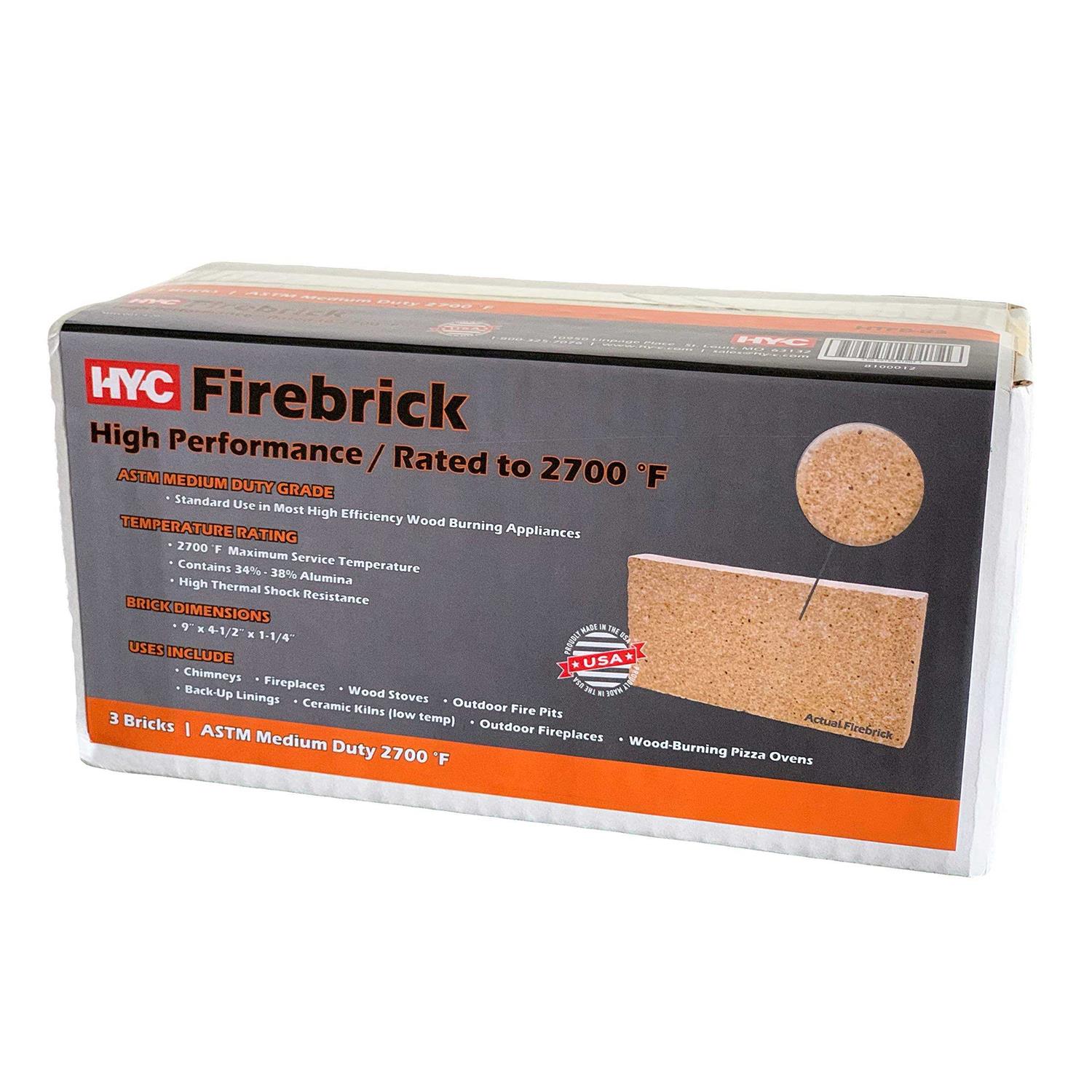 HY-C 9 in. x 4-1/2 in. x 1-1/4 in. Medium-duty Firebricks - Cheap Fitting