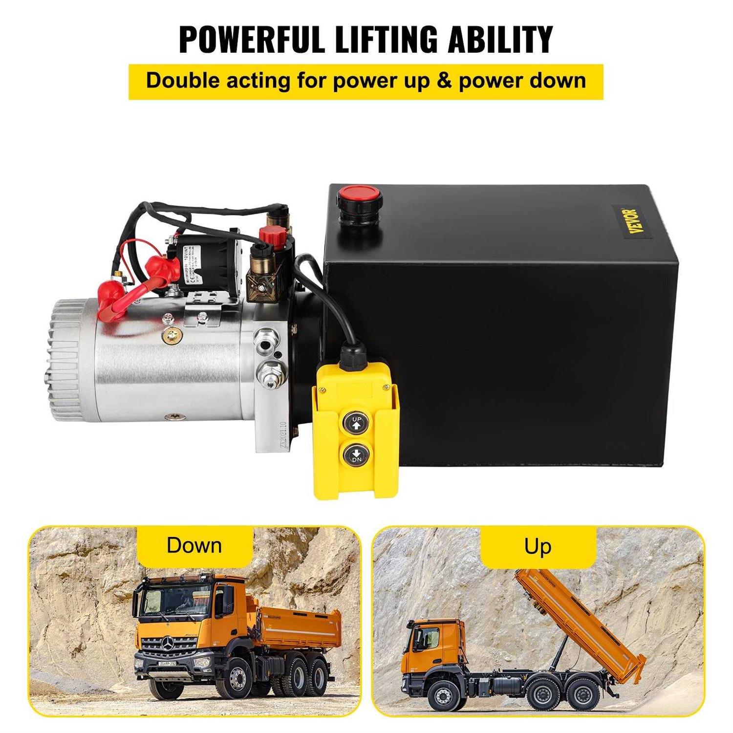 VEVOR Hydraulic Pump Double Acting Hydraulic Power Unit 12V Dc Dump Trailer Pump 3200PSI Hydraulic Power Unit for Dump Trailer Car Lifting CZYYB12LTXSZYB001V0 - Cheap Fitting