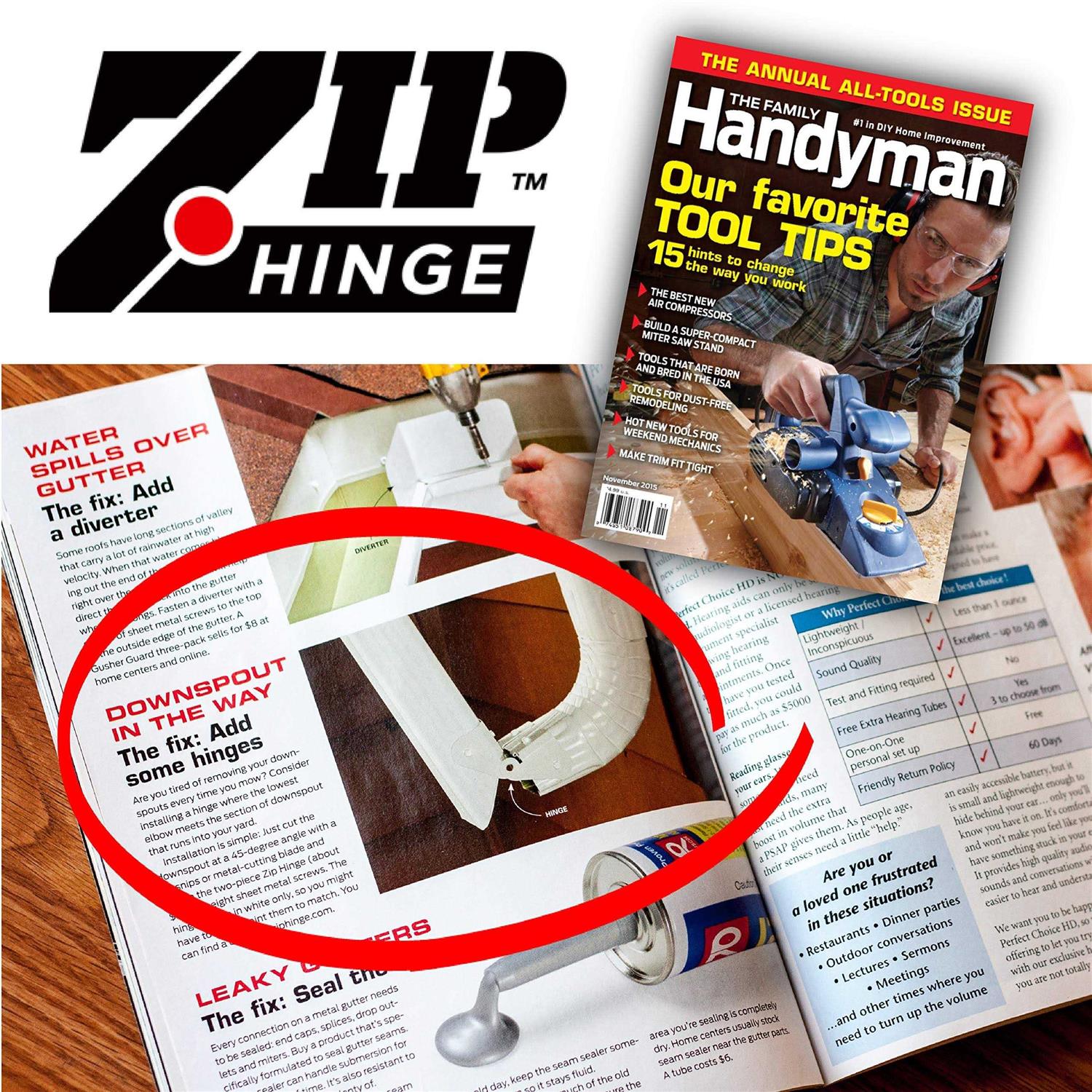 Zip Hinge Plus Made in The USA Gutter Extension Hinges - Cheap Fitting