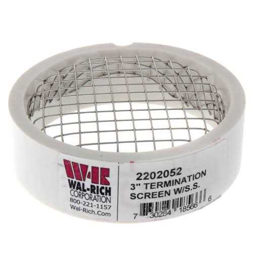 Wal-rich 2202052 3 inch PVC Termination Vent with SS Screen - Cheap Fitting