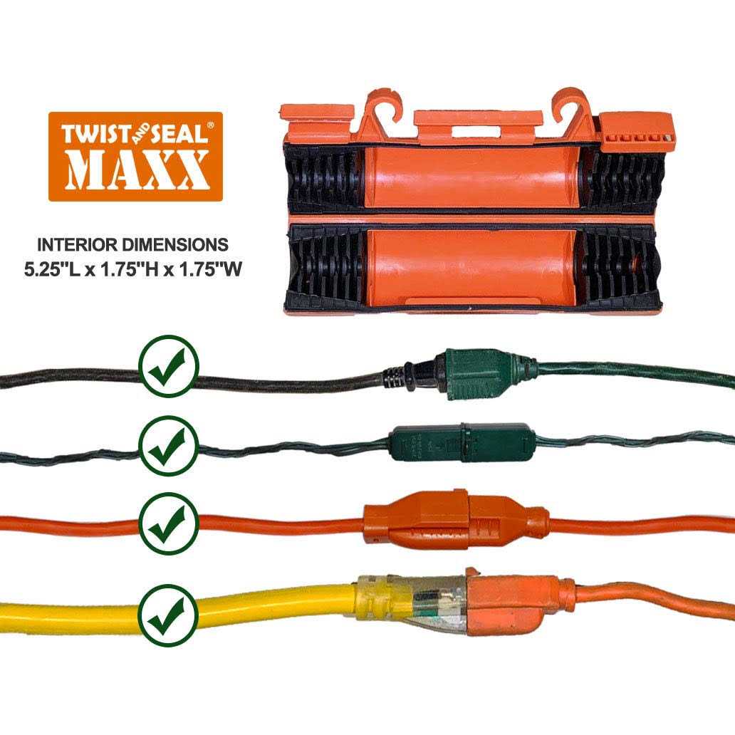 Twist and Seal Maxx Heavy Duty Outdoor Extension Cord Safety Cover Connector and Weatherproof Electrical Protector - Cheap Fitting