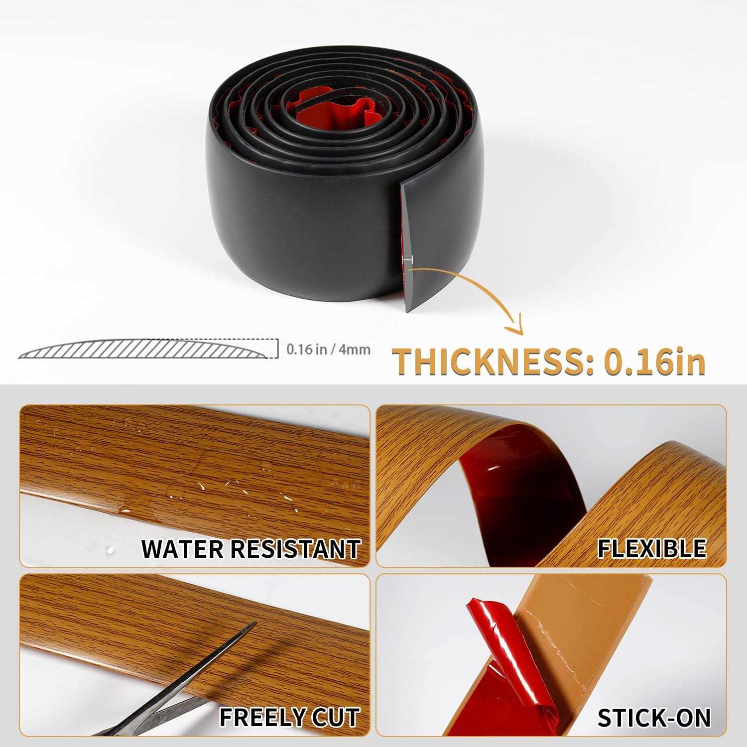 Floor Transition Strip 3.3 Ft Self Adhesive Vinyl Flooring Transition Strips Wood to Tile Floor Divider Strip for Joining Floor Gaps Tiles Carpet - Cheap Fitting