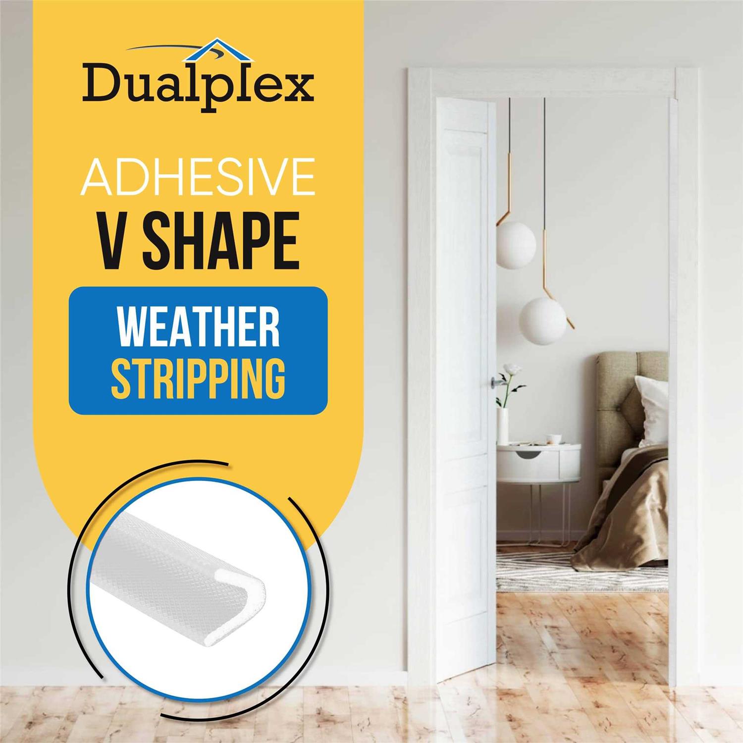 Dualplex Adhesive V Shape Weather Stripping Weatherstrip Flex Seal Strip Foam Door Frame Insulation Side Jamb Bottom Groove Gap Filler Soundproof V - Cheap Fitting