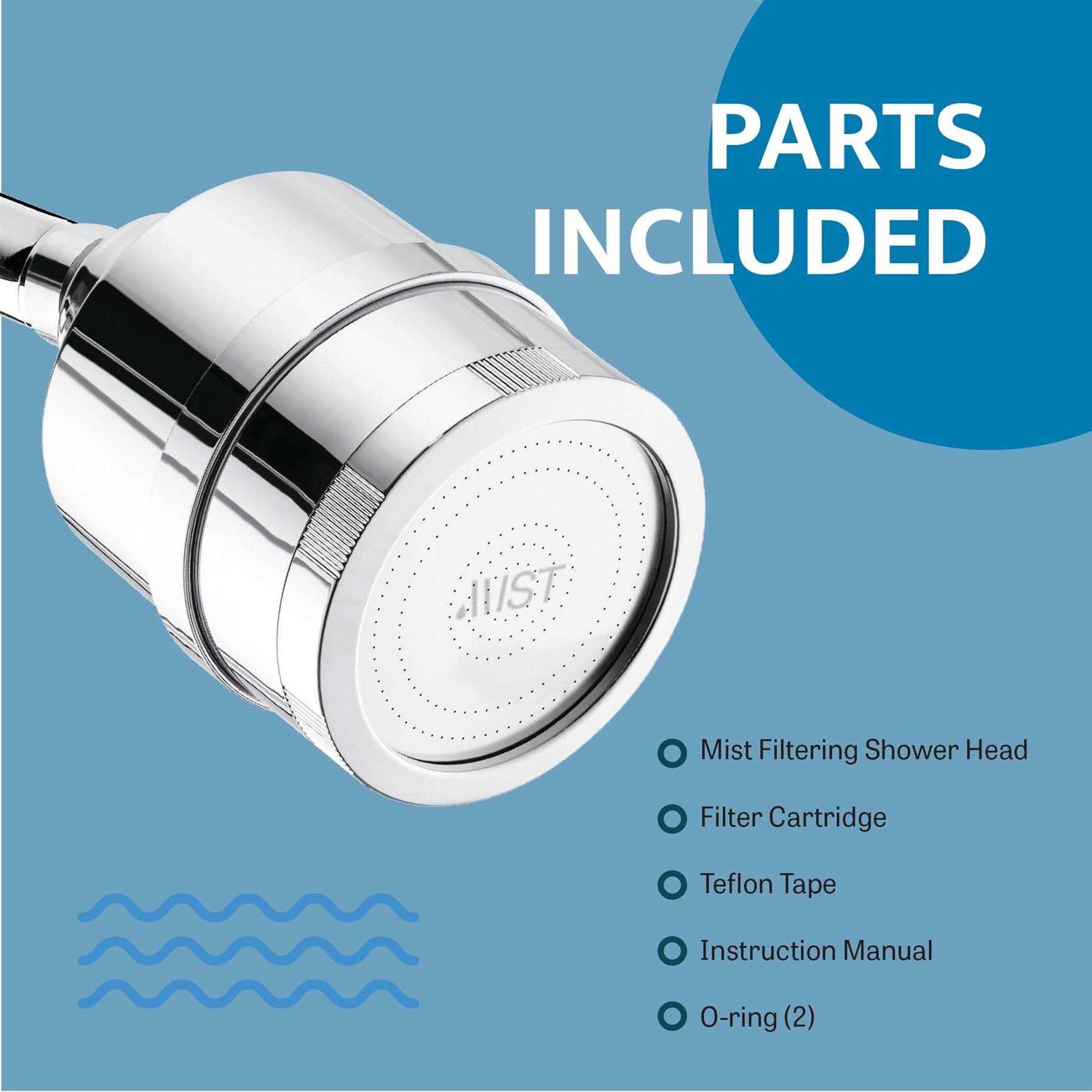 Mist Compact Chrome Filtering Shower Head 15 Stage Filtration Removes Chlorine & Bad Odor - Cheap Fitting