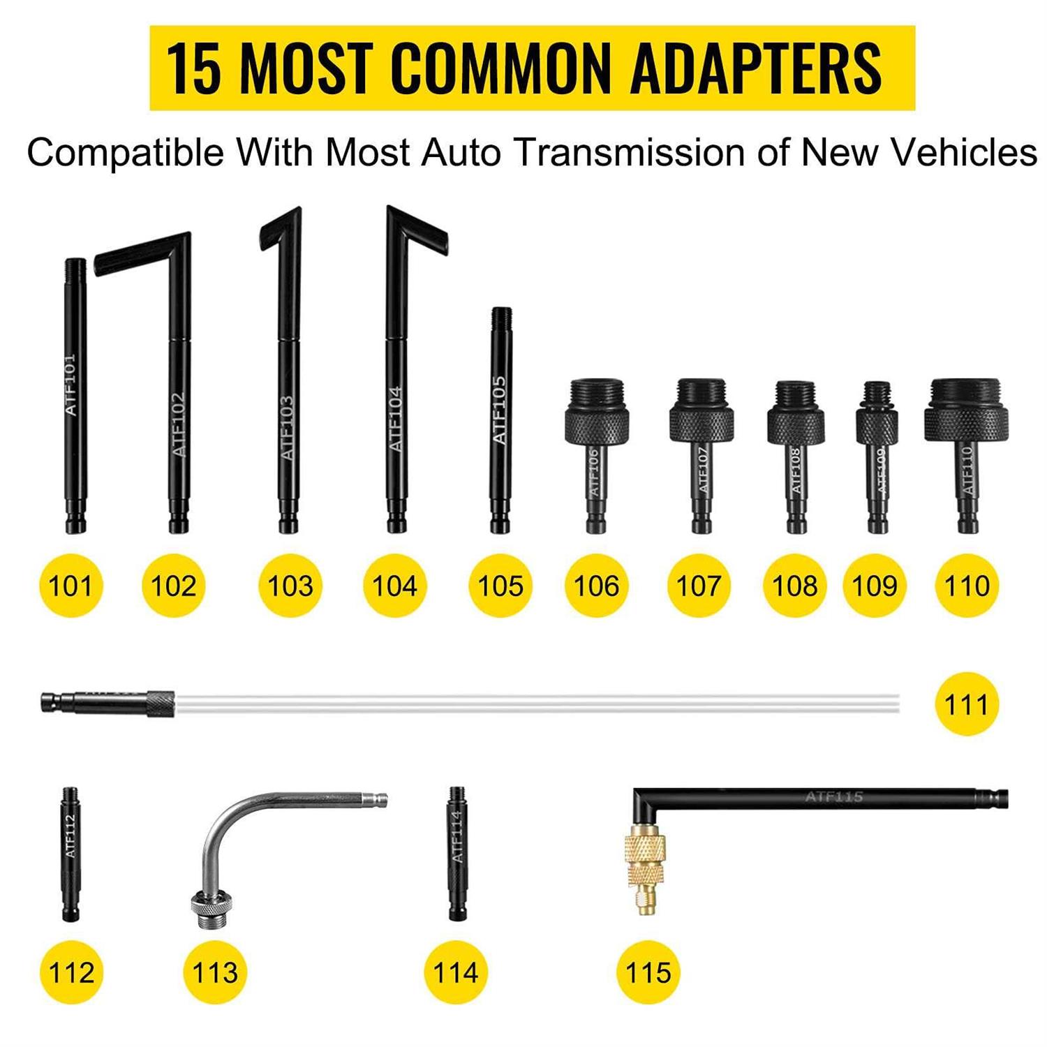 VEVOR Transmission Fluid Pressure Bleeder 7.5 L Large Capacity Transmission Oil Replacement Tool Set with 8 Pcs ATF Filler Adapters - Cheap Fitting