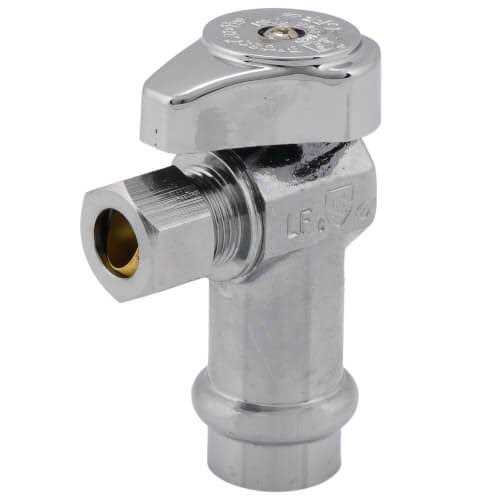 BrassCraft 1/2 in. Press Connect Inlet x 3/8 in. Compression Outlet 1/4 Turn Angle Valve - Cheap Fitting