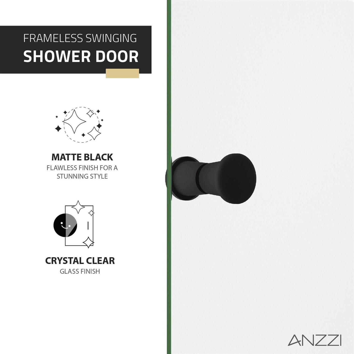 ANZZI Romance 72-in. x 33.5-in. Frameless Swinging Shower Door SD-AZ14-01MB - Cheap Fitting