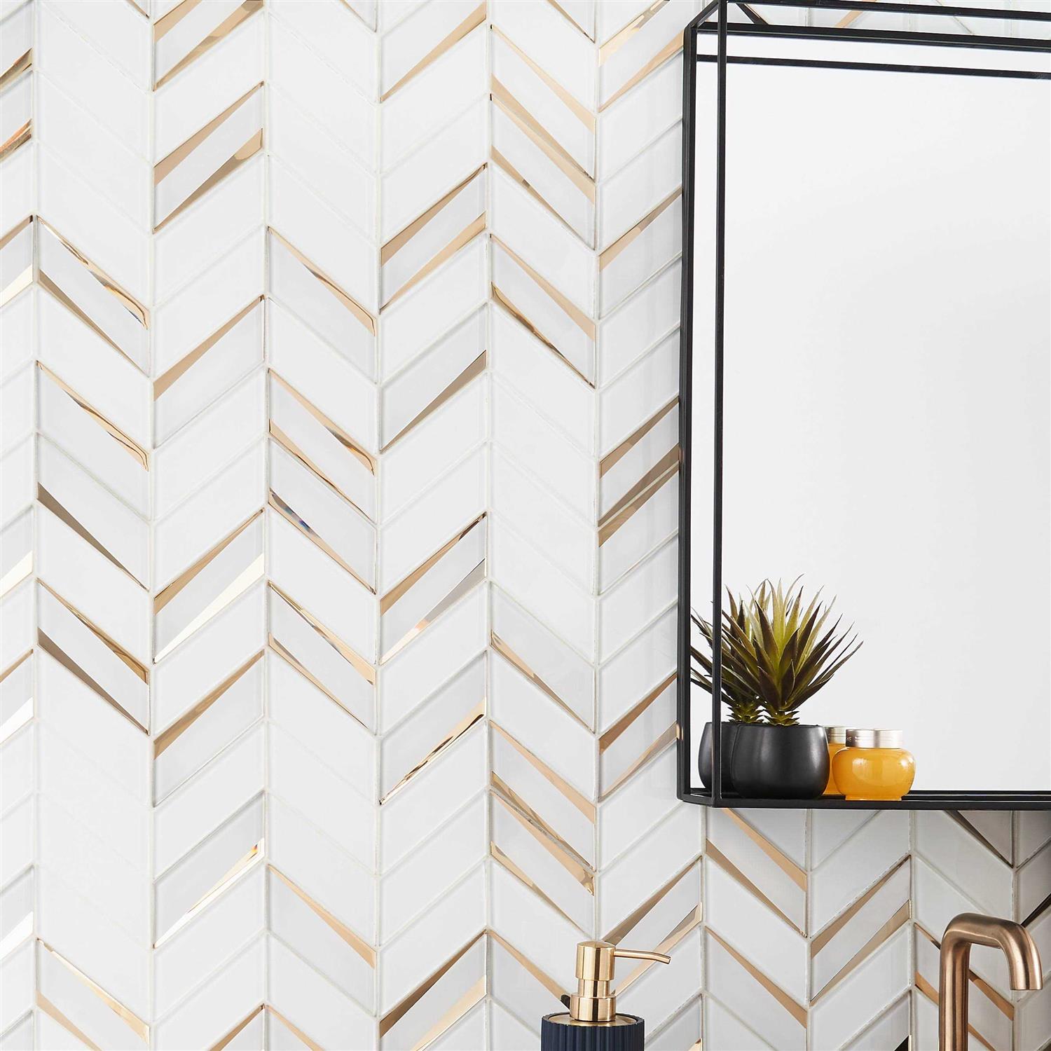 Glass Backsplash Tile Mogo 2 x 5 Marble Herringbone Mosaic Tile Ivy Hill Tile - Cheap Fitting