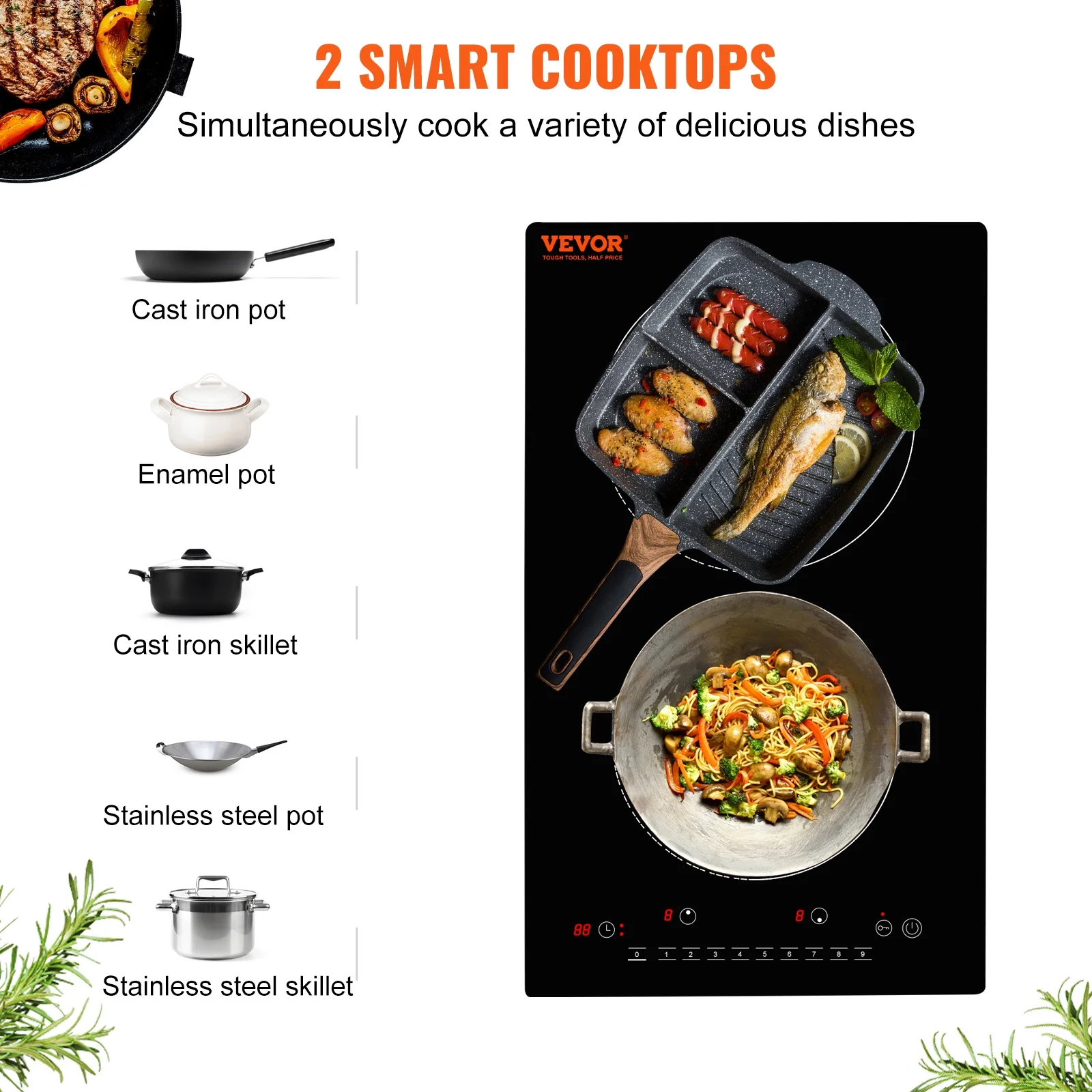 BENTISM 12 inch Electric Cooktop 2 Burners 1800W Stove Top Touch Control - Cheap Fitting