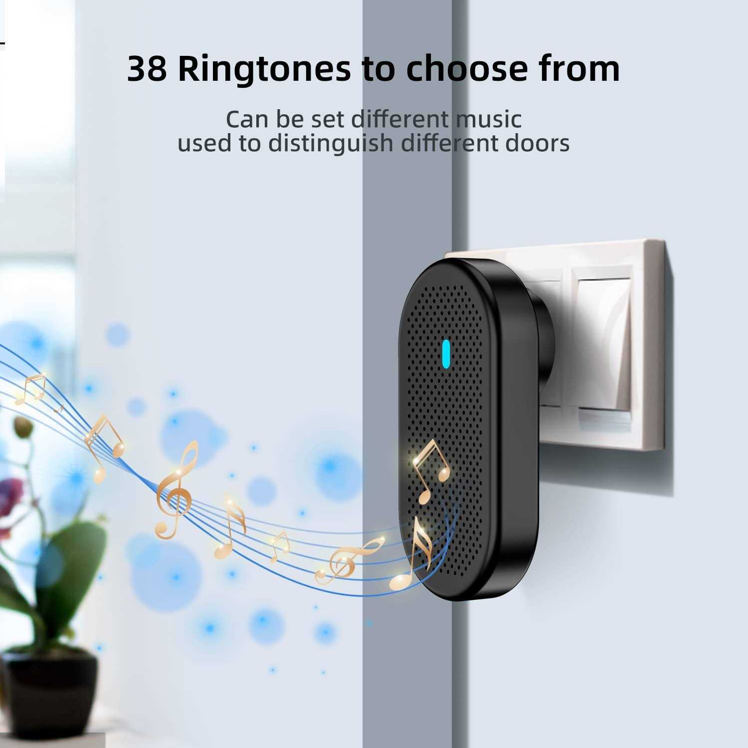 Wonderful Home Wireless Doorbell,Waterproof Doorbell Waterproof 5 Adjustable Volume - Cheap Fitting