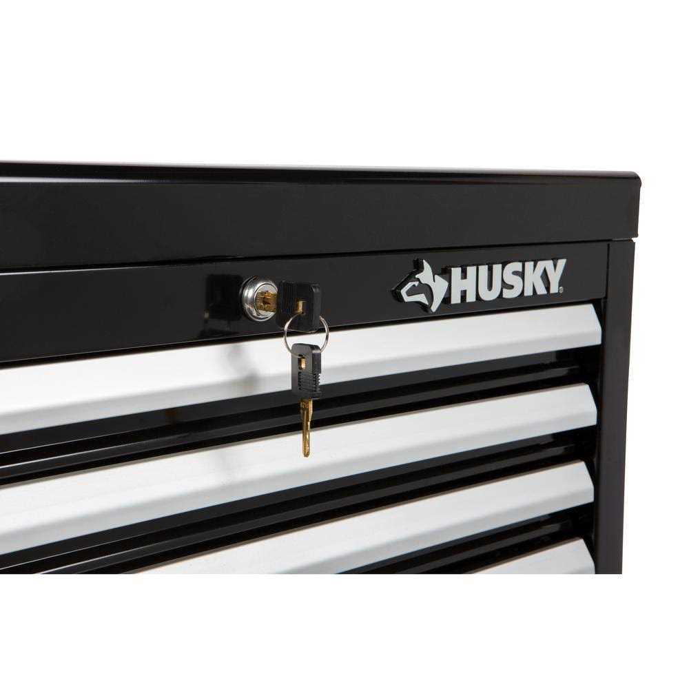 Husky HKST98065BK 26 in. W x 12 in. D Standard Duty 4-Drawer Top Tool Chest in Gloss Black - Cheap Fitting