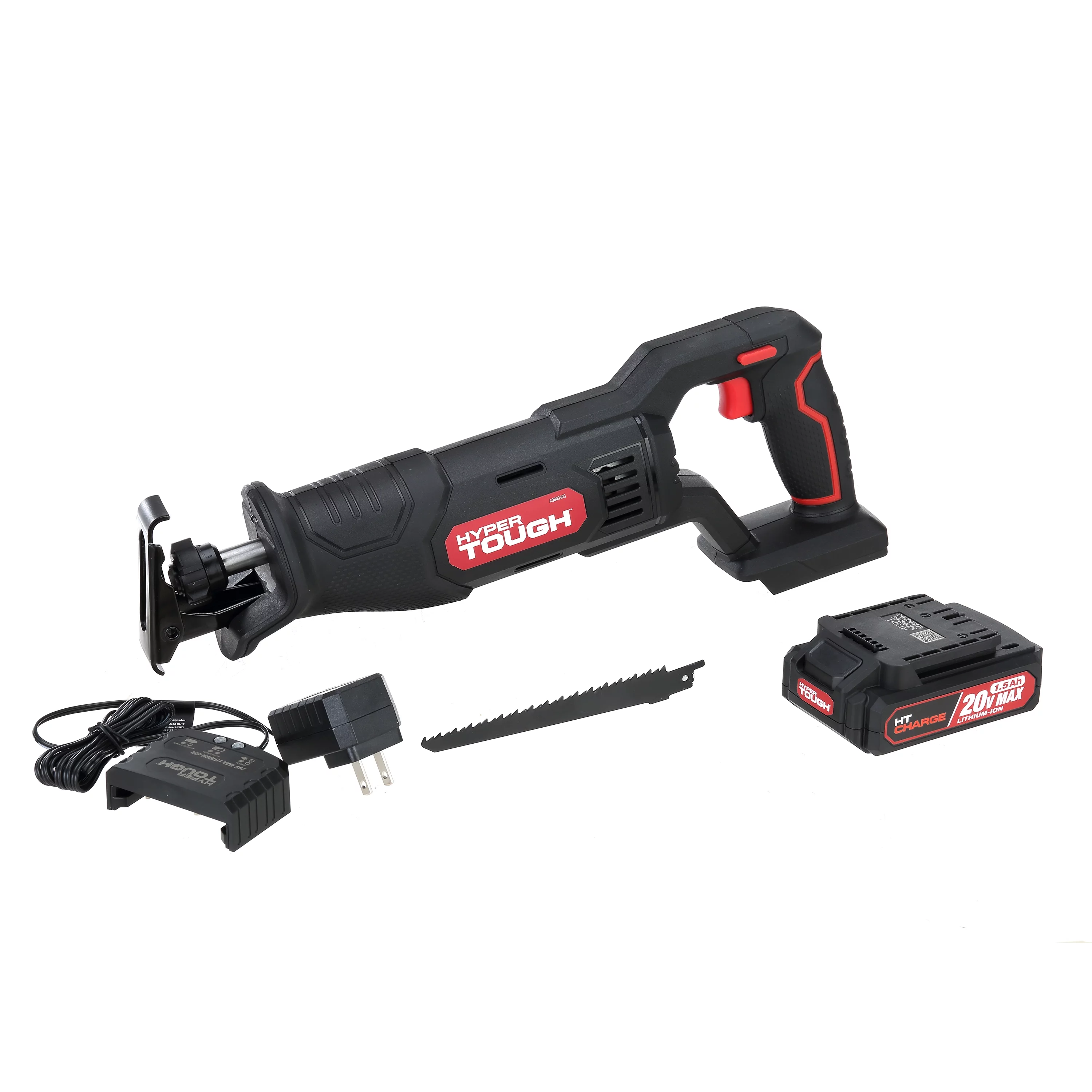 Hyper Tough 20V Max Lithium-ion Cordless Reciprocating Saw, Variable Speed, Keyless Blade Change, with 1.5Ah Lithium-Ion Battery and Charger, Wood Blade and LED Light - Cheap Fitting
