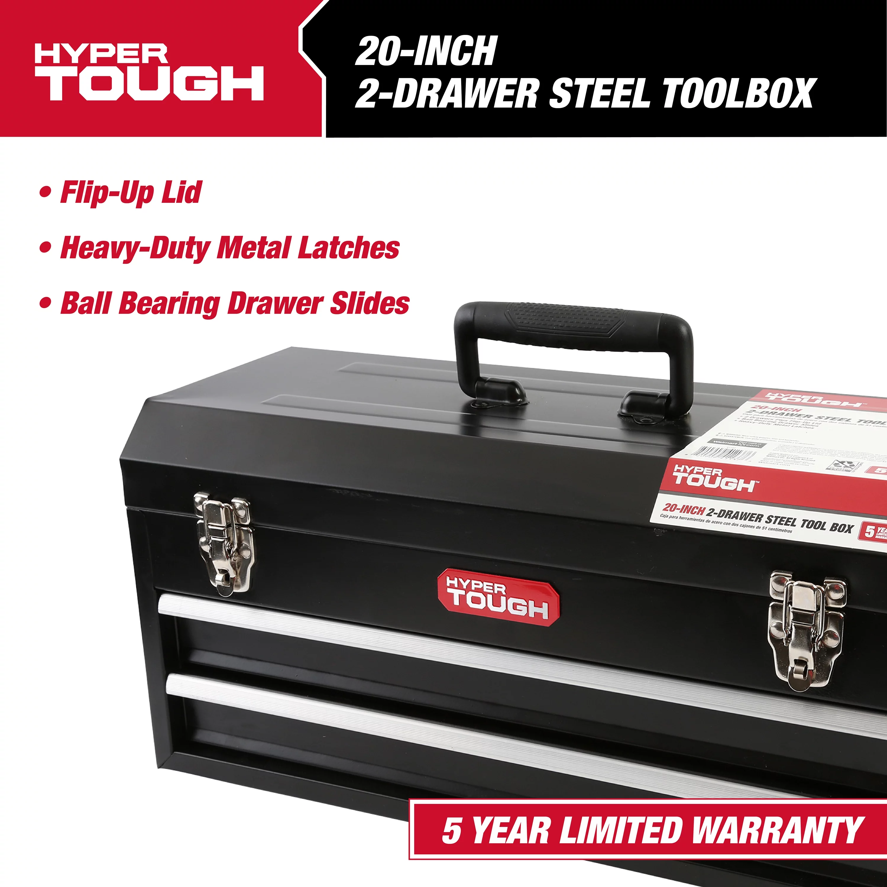 Hyper Tough 20-inch 2-Drawer Tool Box, Tool Chest with Flip-up Lid, Black, Steel - Cheap Fitting