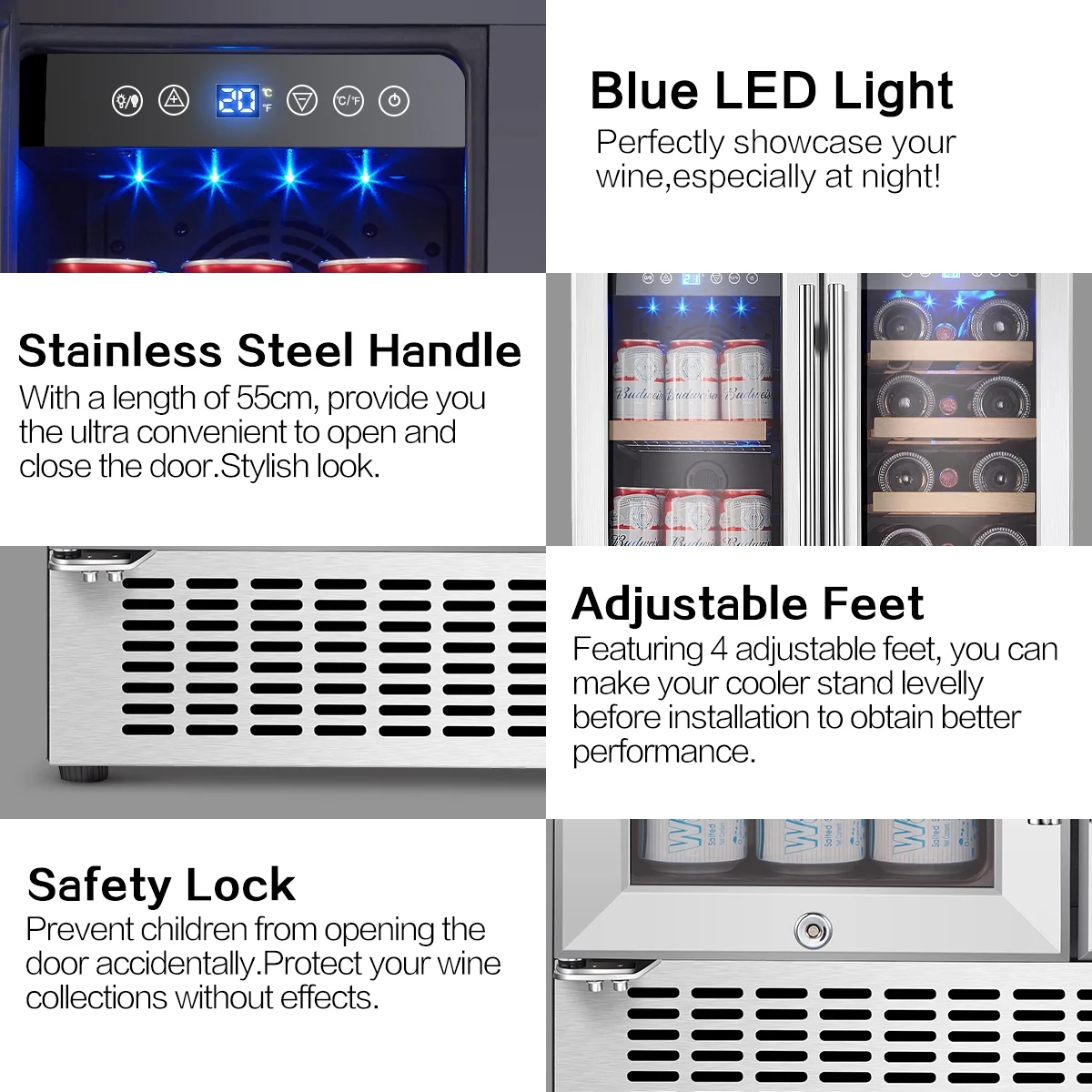 BODEGAcooler 24in Wine and Beverage Refrigerator 2-in-1 for 19 Bottles & 57 Cans with Temperature Adjustment for Built-in & Freestanding, Dual Zone Wine Cooler Fridge - Cheap Fitting