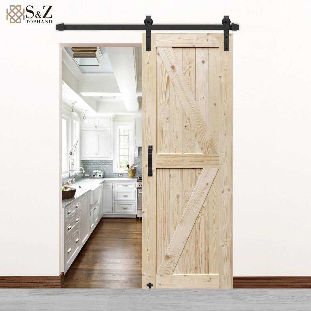 Paneled Wood Unfinished Barn Door with Installation Hardware Kit S&Z TOPHAND - Cheap Fitting