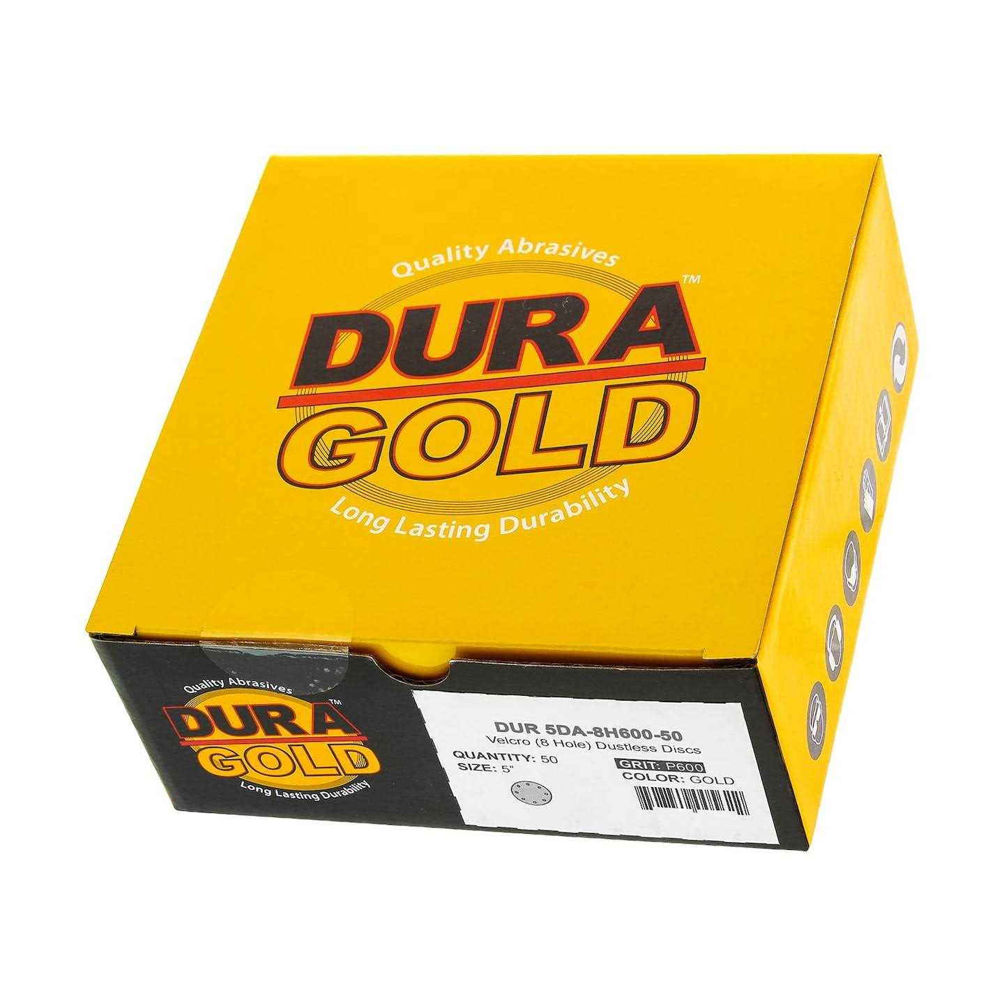 Dura-Gold Premium Grit 5 inch Gold Sanding Discs 8-Hole Dustless Hook and Loop for DA Sander - Cheap Fitting