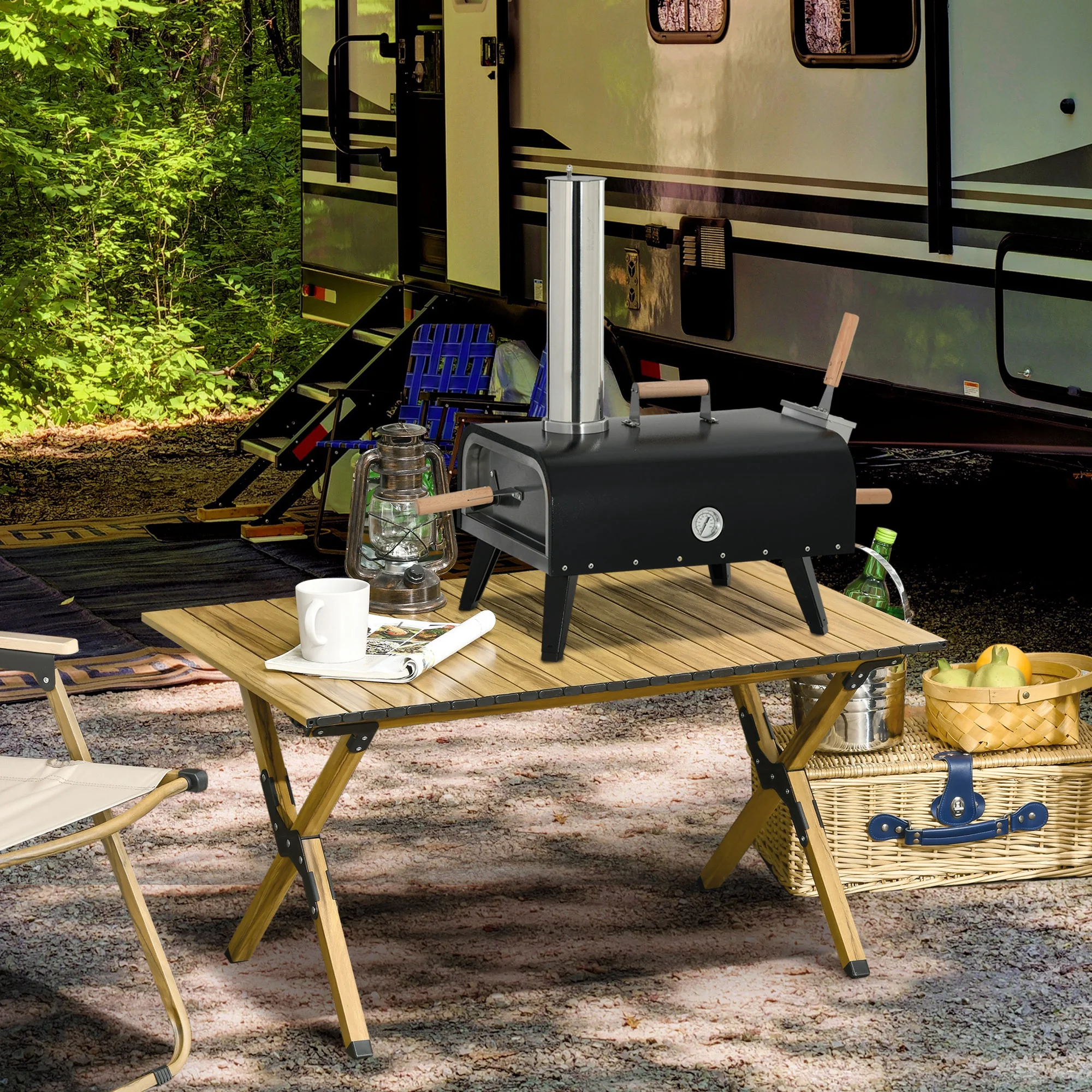 Outsunny Outdoor Pizza Oven with Stone, 12