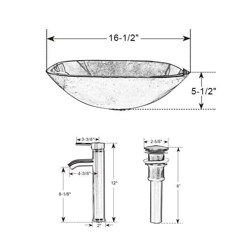 Eclife 16.5 Bathroom Vessel Sink Tempered Glass Square with ORB Faucet Pop up Drain 1.5 GPM - Cheap Fitting