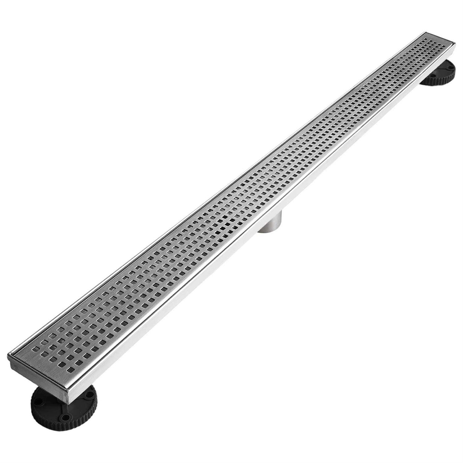 Neodrain Linear Shower Drain with Removable Quadrato Pattern Grate - Cheap Fitting